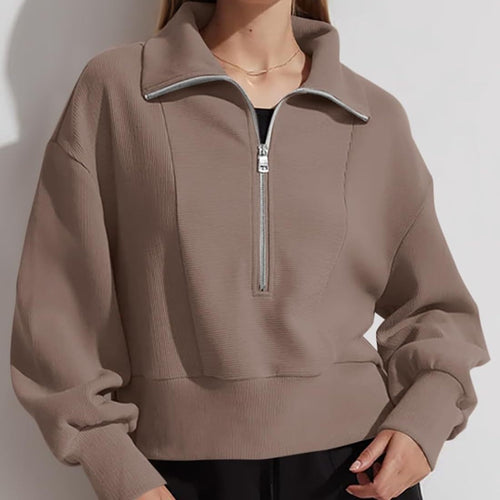 Damen sportlicher Zip-Pullover mit hohem Kragen WW