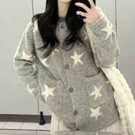Damen Strickjacke mit Sternenmuster und praktischen Taschen WW