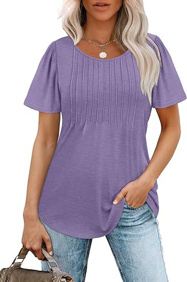 Damen Sommer T-Shirt mit Falten-Design WW