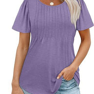 Damen Sommer T-Shirt mit Falten-Design WW