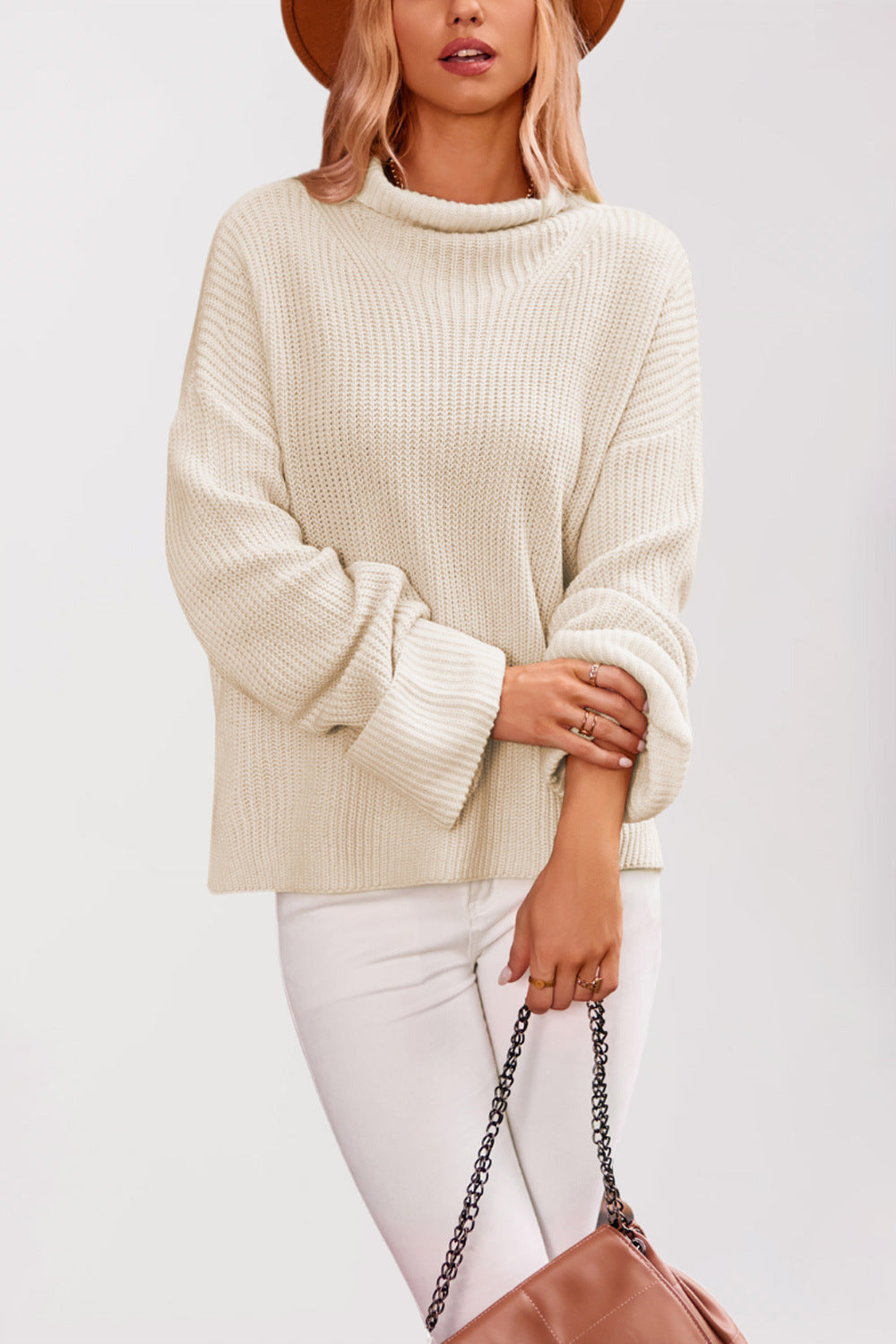 Damen Baumwoll-Pullover mit hohem Kragen WW