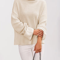 Damen Baumwoll-Pullover mit hohem Kragen WW