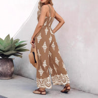 Damen luftiger Jumpsuit mit floralem Design und praktischen Taschen WW