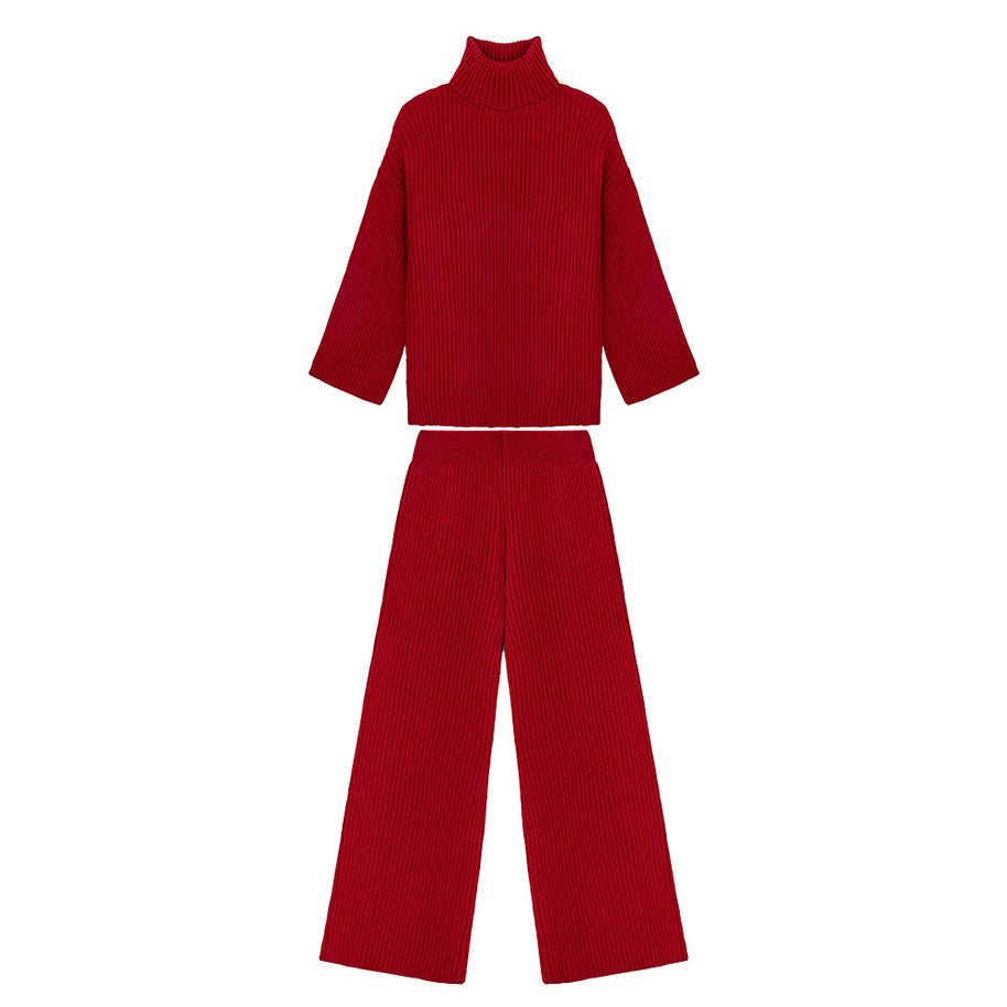 Damen Softer Strickpullover und lässige Hosen im Set WW