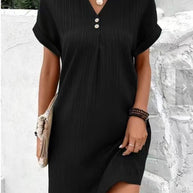 Damen lässiges Midi-Kleid mit Knopfdetails WW