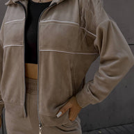 Damen Sportliches Fleece-Set mit Reißverschluss und Kapuze WW