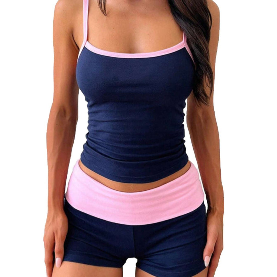 Damen Fitness-Set mit stylischem Spaghetti-Träger und elastischem Taillenbund W&W