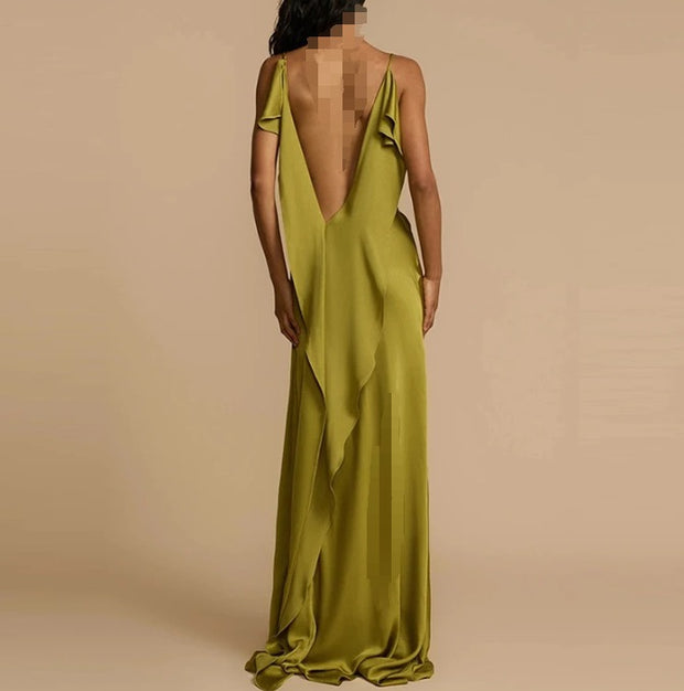 Damen Abendkleid mit tiefem Rückenausschnitt und eleganten Rüschendetails W&W