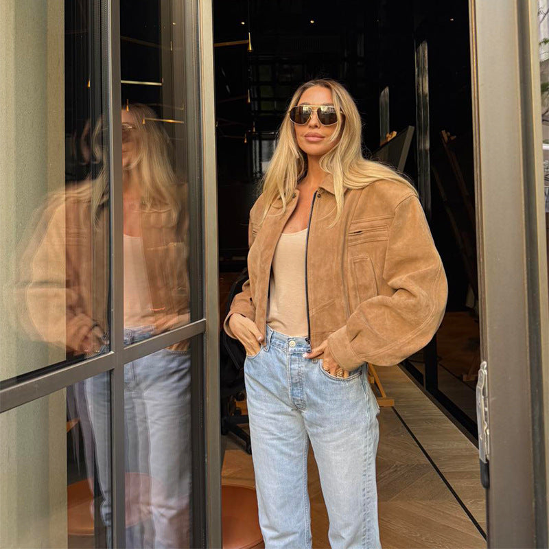 Damen Snacklederjacke mit lässigem Schnitt WW