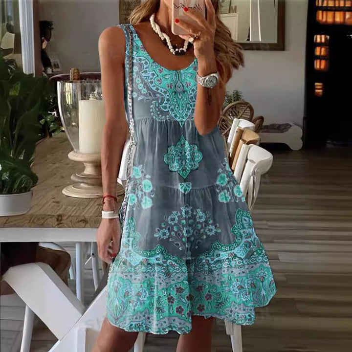 Damen luftiges Sommerkleid mit charmantem Print und fließendem Schnitt W&W Mode