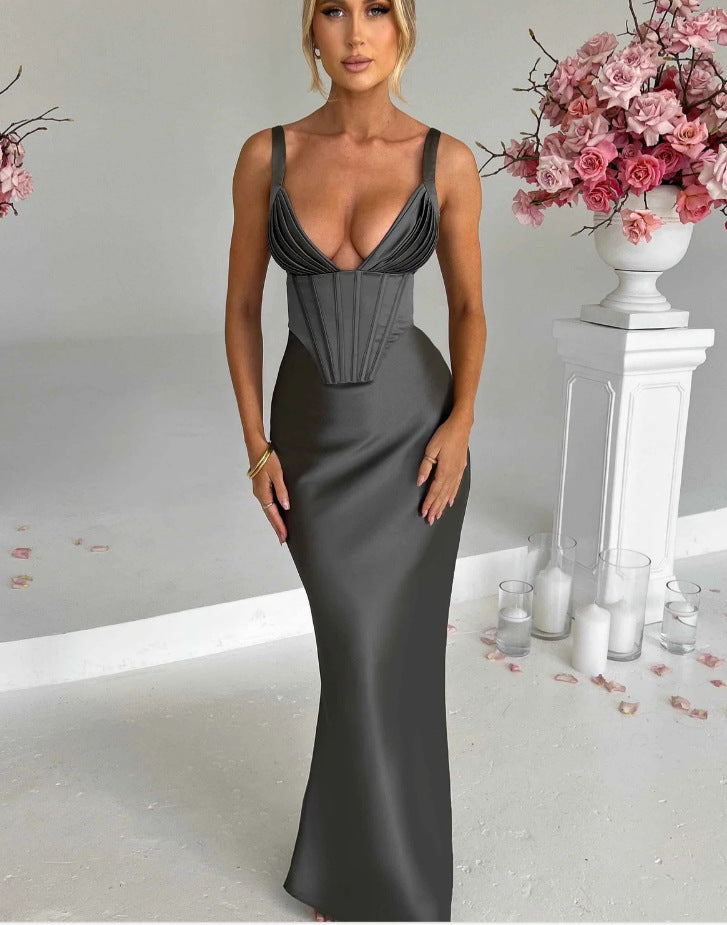 Damen Abendkleid mit Korsett-Oberteil und schimmerendem Finish WW