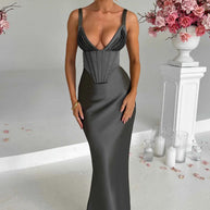 Damen Abendkleid mit Korsett-Oberteil und schimmerendem Finish WW