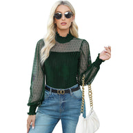 Damen Bodysuit mit transparenten Ärmeln und geripptem Design WW