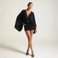 Damen Chices Minikleid mit voluminösen Ärmeln und elegantem Stehkragen WW