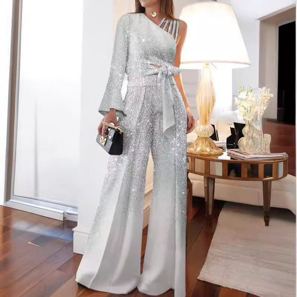 WW | Off-Shoulder Weite Bein Hose Set
