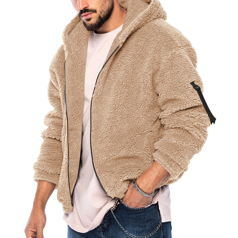 Herren Teddy-Fleece-Jacke mit Kapuze WW
