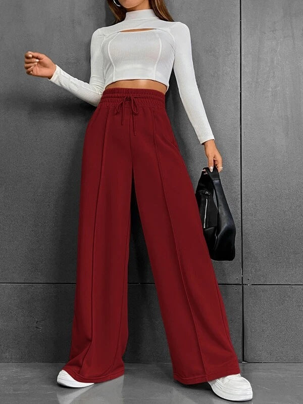 Damen Bequeme und elegante Lounge-Hose mit hohem Bund und praktischen Taschen WW