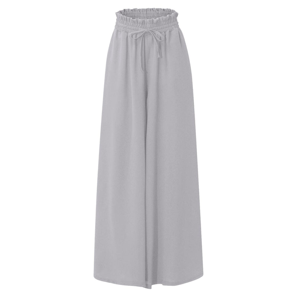 Damen Elegante und luftige weite Hose mit Gummizug und Taschen WW
