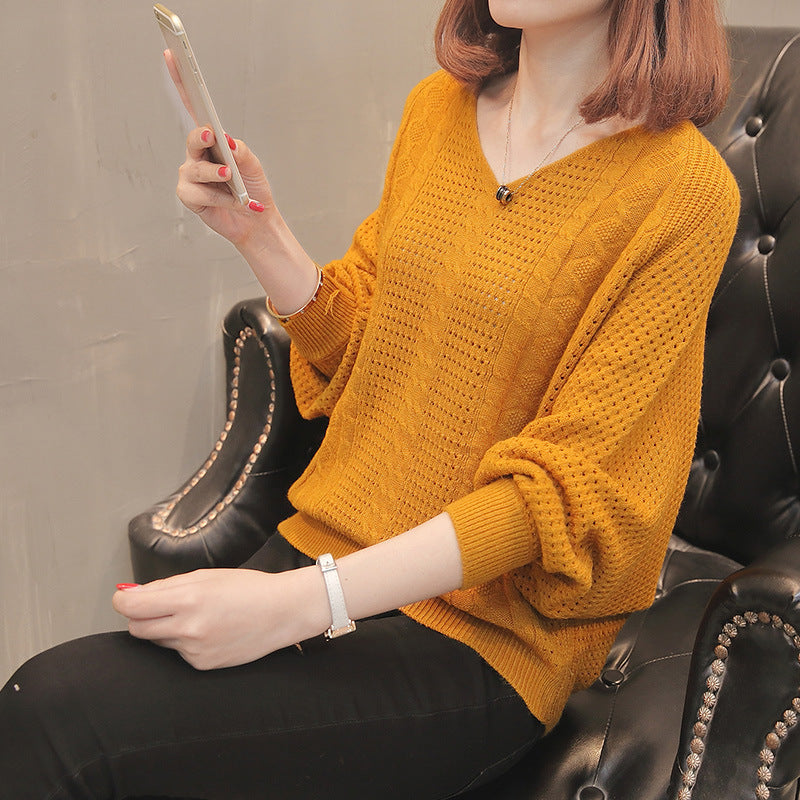 Damen Strickpullover mit V-Ausschnitt und luftiger Struktur WW