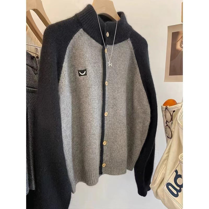 Damen Strickcardigan mit elegantem Kragen und Knopfdetails WW