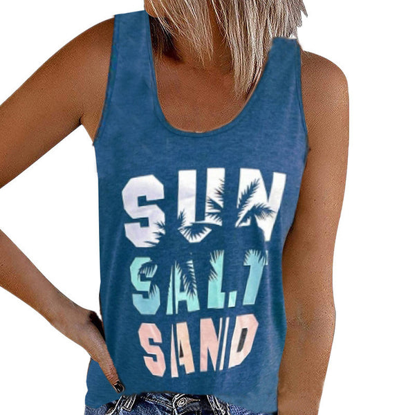 Damen ärmelloses Freizeitshirt mit trendigem Grafikdesign WW