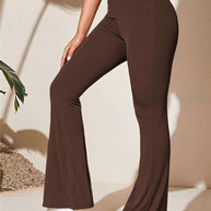 Damen Bootcut-Hose aus elastischem Rippmaterial mit hohem Bund WW