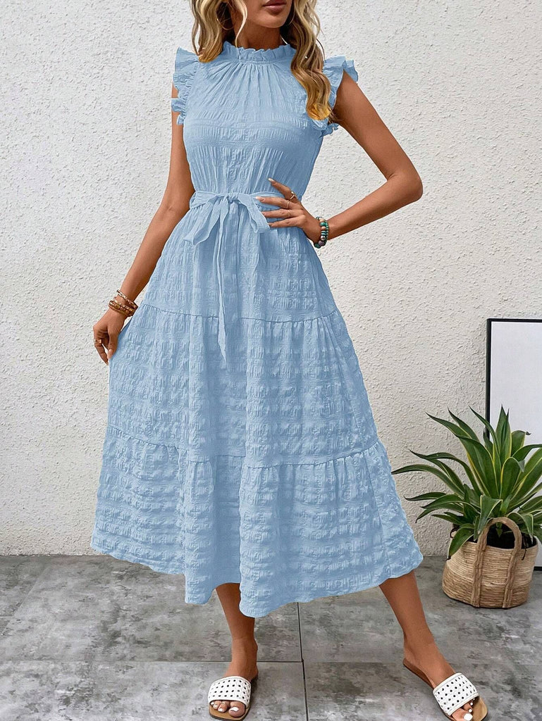Damen Wickelkleid mit Rüschendetails und erzählt Kleidersaum WW
