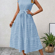 Damen Wickelkleid mit Rüschendetails und erzählt Kleidersaum WW