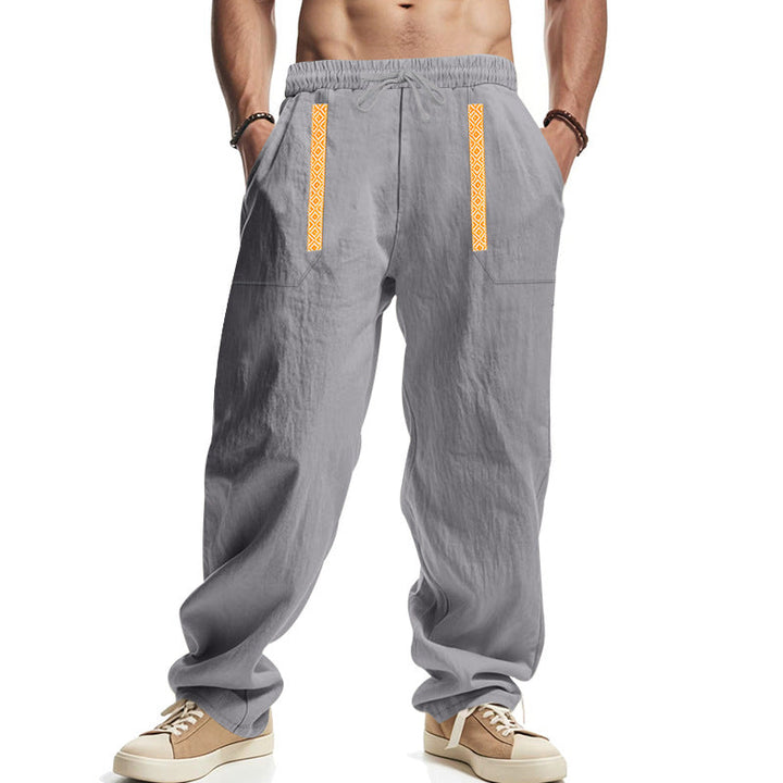 Herren lässige Leinen-Cargohose mit praktischen Seitentaschen und elastischem Bund W&W Mode