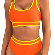Damen Sportliches Bikini-Set mit breiten Trägern und hohem Schnitt WW