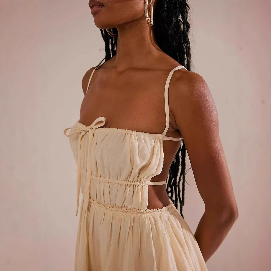 Damen luftiges Sommerkleid mit Rüschendetails und verstellbaren Trägern W&W Mode