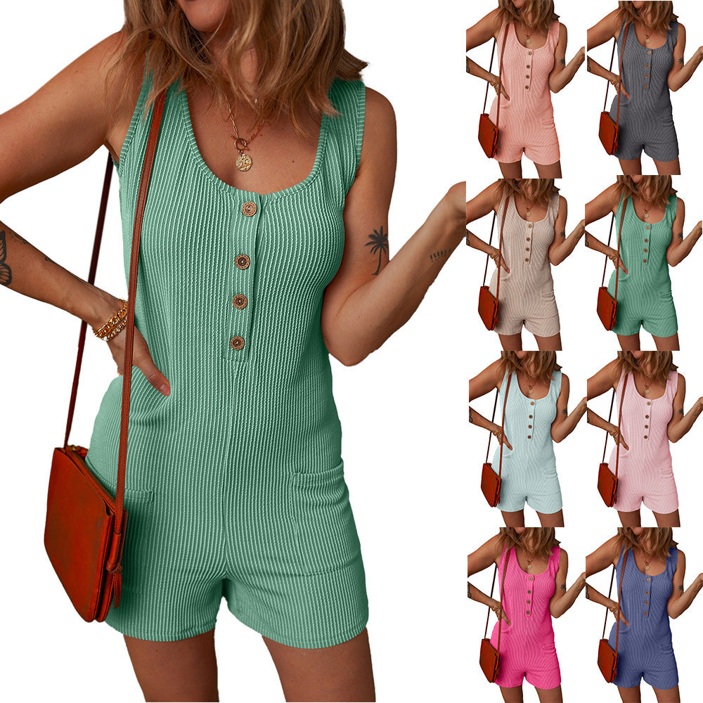 Damen Schnappschuss Overall mit Knopfleiste WW