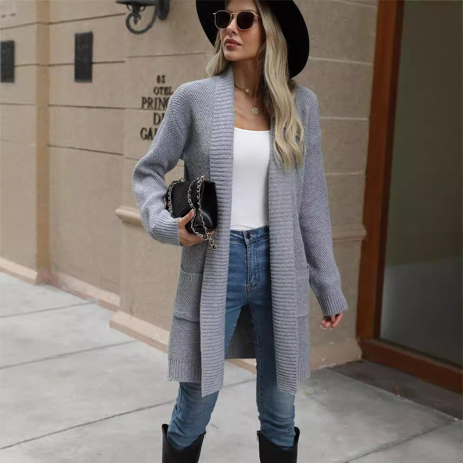 Damen Strickjacke mit offener Vorderseite und lässigem Schnitt WW