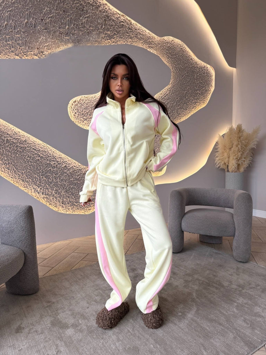 Damen sportlicher Fleece-Trainingsanzug mit hohem Kragen WW