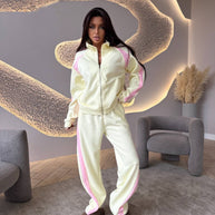 Damen sportlicher Fleece-Trainingsanzug mit hohem Kragen WW