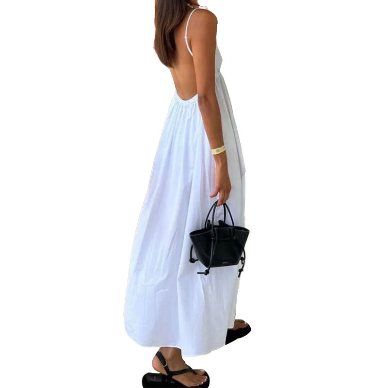 Damen Maxikleid mit tiefem Rücken und schwingendem Saum WW