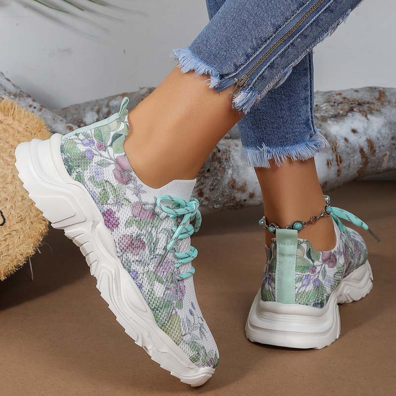 W&W Mode | Breite Sneaker Mit Blumenmuster Für Damen