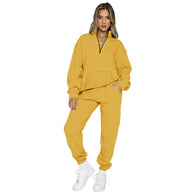 Damen Sportliches Set mit hohem Kragen und Taschen WW