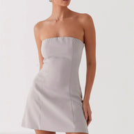 Damen Strapless Minikleid mit figurbetontem Schnitt und elegantem Textilfinish WW