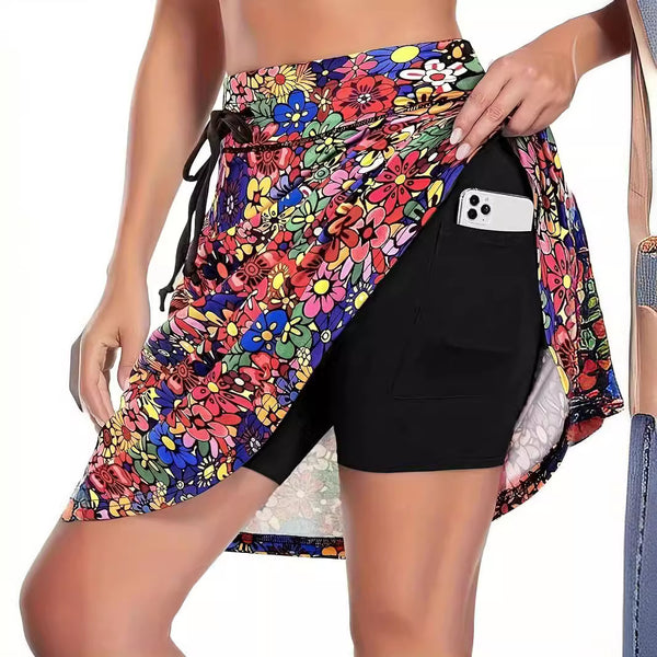 Damen Sportlicher Rock mit integrierten Shorts und praktischer Smartphone-Tasche WW