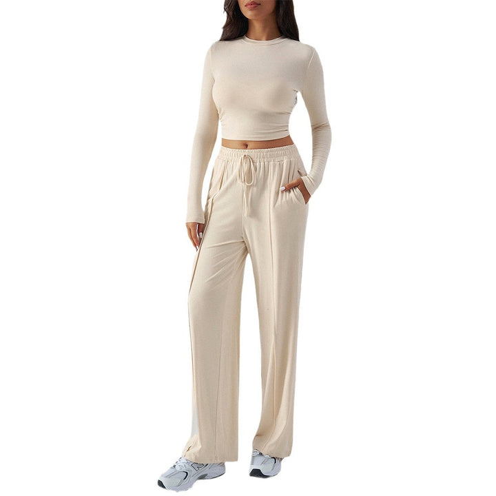 Damen lässiges Zweiteiler-Set mit weitem Oberteil und elastischen Hosen W&W Mode