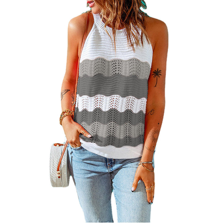 Damen lässiges Stricktop mit kreativem Wellenmuster und luftiger Passform W&W Mode