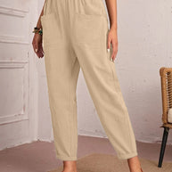 Damen bequeme Freizeithose mit elastischem Bund und großen Taschen WW