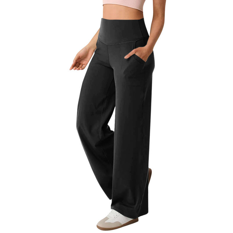 Damen weite High-Waist Freizeithose mit praktischen Taschen WW