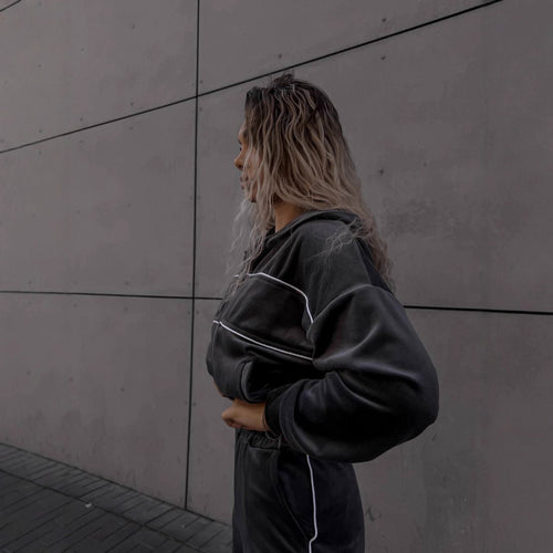 Damen Sportliches Fleece-Set mit Reißverschluss und Kapuze WW