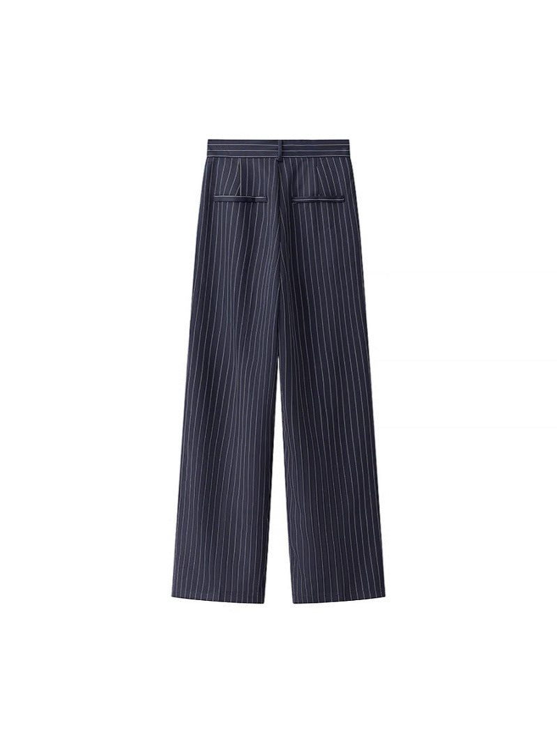 Damen weite Hochbund-Hose mit eleganten Streifen WW