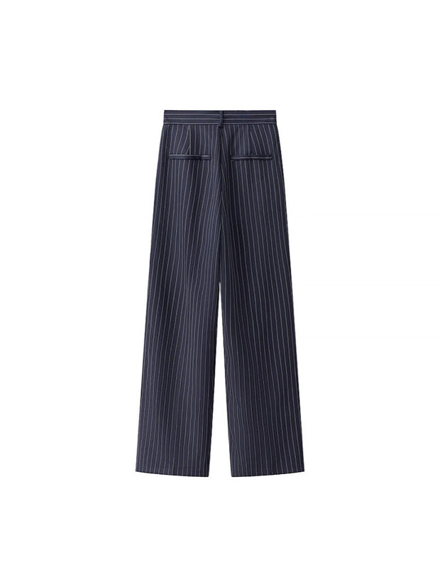 Damen weite Hochbund-Hose mit eleganten Streifen WW