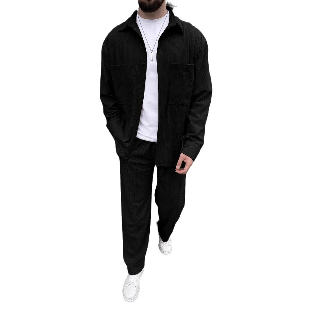 Herren Freizeitanzug mit modischem Streifenmuster und praktischen Taschen WW