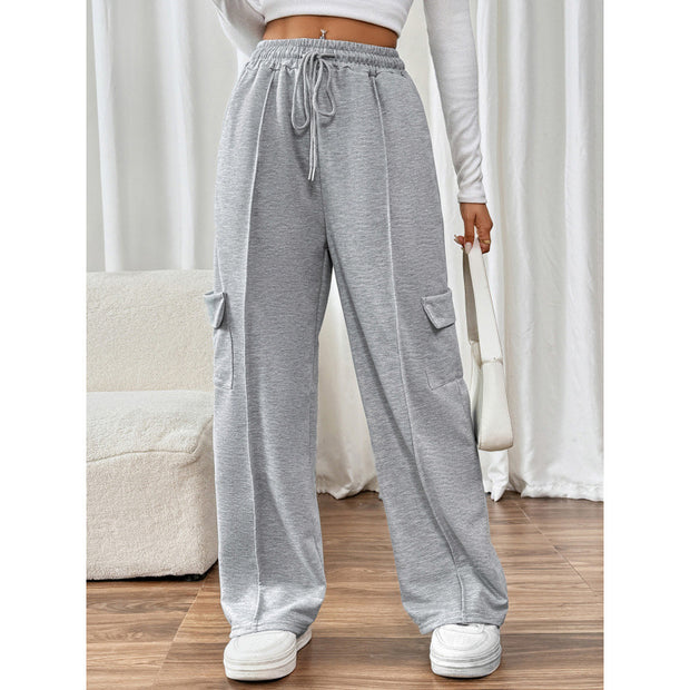Damen Weite Cargo-Hosen mit elastischem Bund und praktischen Seitentaschen WW