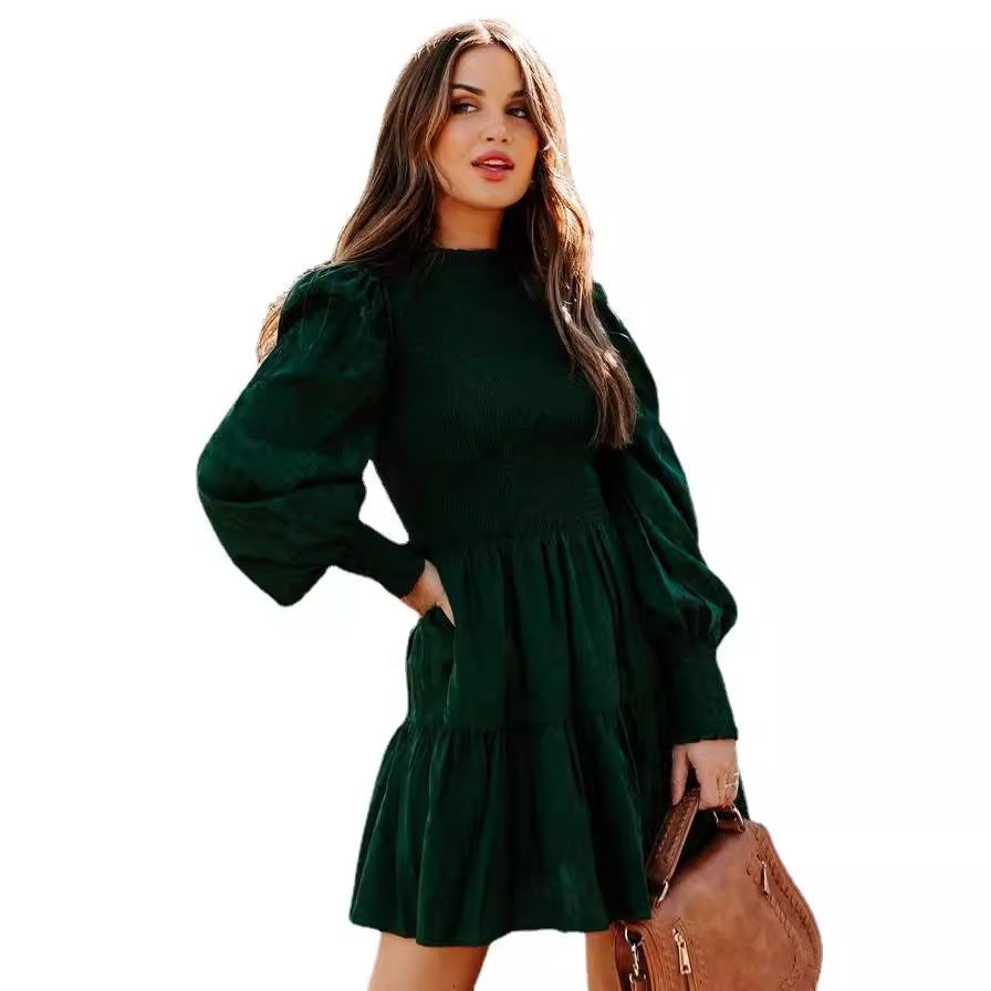 Damen Sommerliches Mini-Kleid mit Raffungen und Puffärmeln WW